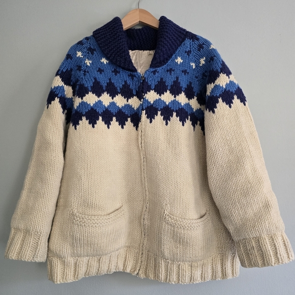 Handmade Vintage Canadian Chunky Knit Cowichan Style Sweater, Large - Picture 16 of 16